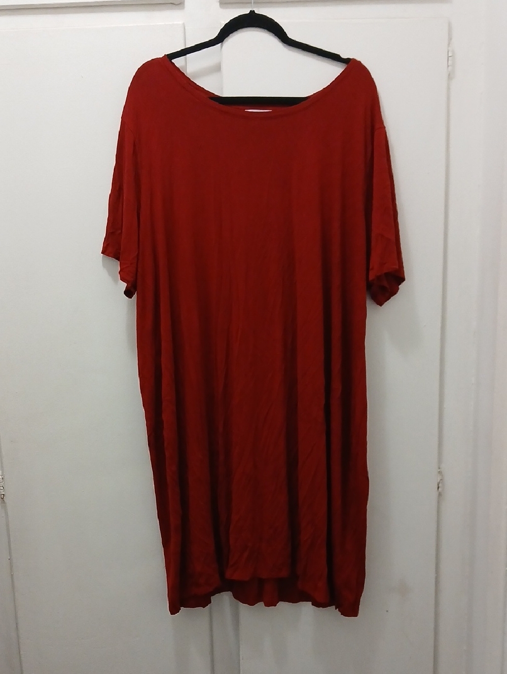 Daily Ritual Red Tee Dress with Contrast Trim